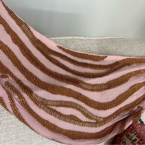 Mignonne Gavigan Pink and Brown Beaded Scarf